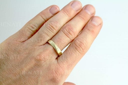 Mens wedding band, a hammered mobius ring