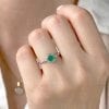 Natural Emerald Leaves Solid Gold Engagement Ring, Vintage Nature Inspired Leaf Anniversary Ring