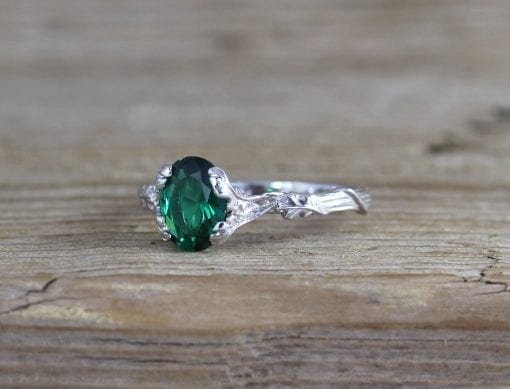 Unique emerald gemstone engagement ring, Vintage Antique boho ring | Benati