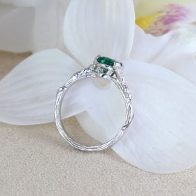 Unique emerald gemstone engagement ring, Vintage Antique boho ring