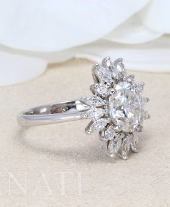3.00 Carat Moissanite Cocktail Solid Gold Ring, Diamond cluster sunshine ring - Image 3