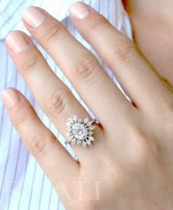 3.00 Carat Moissanite Cocktail Solid Gold Ring, Diamond cluster sunshine ring - Image 6