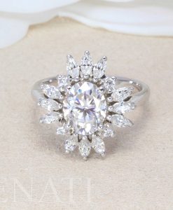 3.00 Carat Moissanite Cocktail Solid Gold Ring, Diamond cluster sunshine ring - Image 7