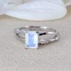 Moonstone Engagement Ring, Moonstone Leaves Engagement Ring