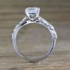 Emerald Cut Moonstone Leaves Engagement Ring, 18k Rose Gold Nature Moonstone Ring