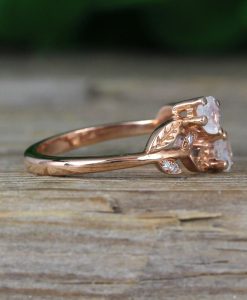 Moonstone Engagement Ring, Rose Gold Vintage Delicate Pear Shaped Cut Moonstone Ring - Image 7
