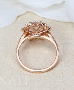 Moonstone engagement ring, Vintage oval moonstone and diamond rose gold ring - Image 6