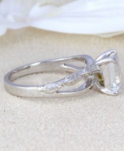 Rainbow Moonstone Leaves Engagement Ring, Moonstone Leaves Ring - Image 5