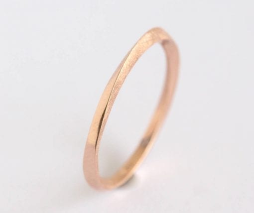 Solid gold 14k Thin Rose Gold Wedding Band, Mobius Wedding Ring