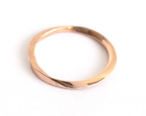 Solid gold 14k Thin Rose Gold Wedding Band, Mobius Wedding Ring