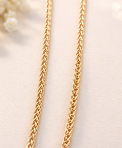 14k Solid Gold Spiga Wheat Chain Necklace (0.80mm)