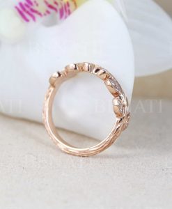Pear Cut Rainbow Moonstone Nature Inspired  Set Ring, Wedding Ring Set - Image 4