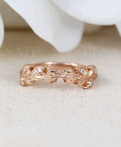 Pear Cut Rainbow Moonstone Nature Inspired  Set Ring, Wedding Ring Set - Image 5