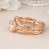 Wedding Set with Moonstone Wood Engagement Ring, Bridel Set Twig Ring