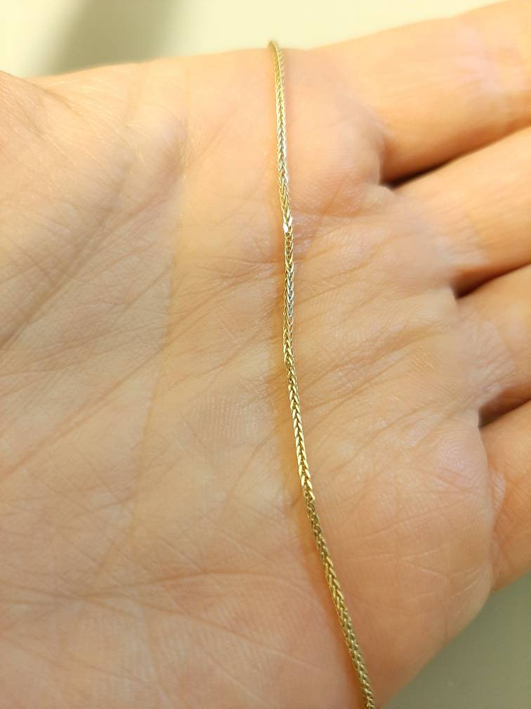 14k Solid Gold Spiga Chain, Wheat Chain Necklace In Solid 14k Gold | Benati