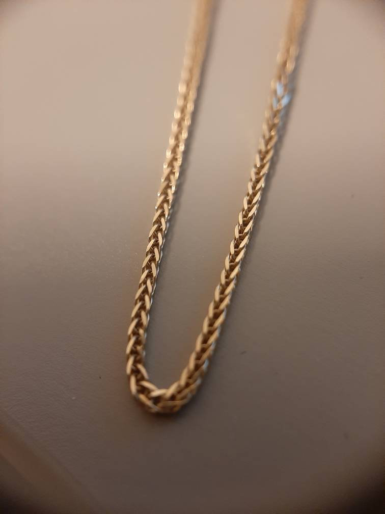 Brilliant Bijou 14k Solid White Gold Spiga Wheat Braided Pendant Chain Necklace 