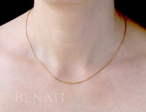 14k Solid Gold Spiga Chain, Wheat Chain Necklace In Solid 14k Gold