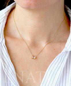 Vintage Emerald Cut Pink Morganite Necklace, Morganite Pendant Solid 14K Rose Gold Chain - Image 6