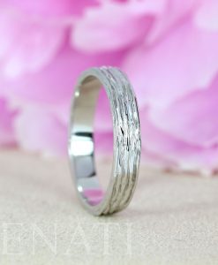 Sterling Silver Twig Wood Wedding Band, Unisex Bark Wedding Band - Image 2