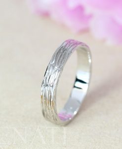 Sterling Silver Twig Wood Wedding Band, Unisex Bark Wedding Band - Image 4