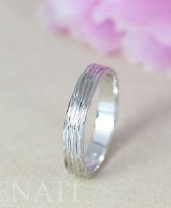 Sterling Silver Twig Wood Wedding Band, Unisex Bark Wedding Band - Image 5