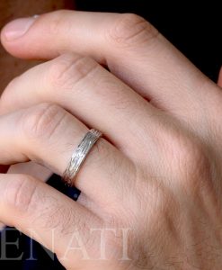 Sterling Silver Twig Wood Wedding Band, Unisex Bark Wedding Band - Image 6
