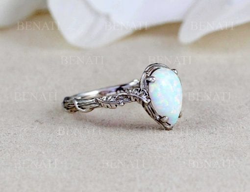 2ct 9mm*11mm Natural White Opal Ring for Office Woman 925 Silver Opal  Silver Ring with 3 Layer 18K Gold Plating - AliExpress