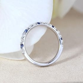 Sapphire Diamond Moonstone Eternity Band, Pave Eternity Wedding Ring