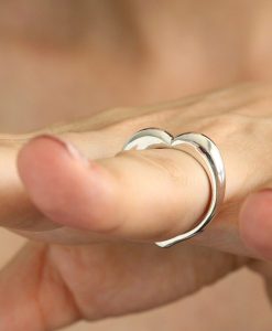 Sterling Silver Dome Heart Ring, Statement Ring - Image 2