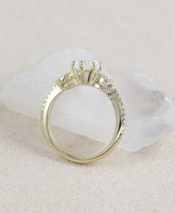 Unique Delicate Moonstone Gold Ring, Vintage Filigree Style Moonstone Promise Ring - Image 3