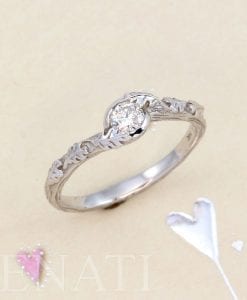 Moissanite Nature inspired Engagement Ring, Vintage Leaves Ring