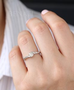 Moissanite Nature inspired Engagement Ring, Vintage Leaves Ring - Image 3
