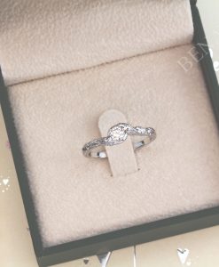 Moissanite Nature inspired Engagement Ring, Vintage Leaves Ring - Image 4