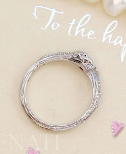 Moissanite Nature inspired Engagement Ring, Vintage Leaves Ring - Image 5