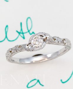Moissanite Nature inspired Engagement Ring, Vintage Leaves Ring - Image 6