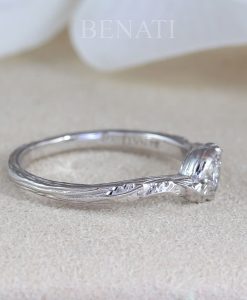 Moissanite Nature inspired Engagement Ring, Vintage Leaves Ring - Image 8