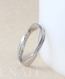 Mobius Wood Texture Wedding Band, Stacking Minimalist Gold Ring  3mm Ring