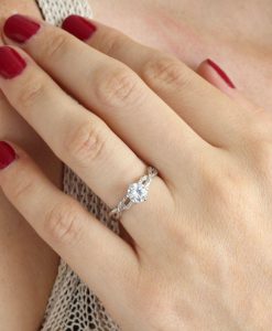 Nature Engagement Ring, Infinity Branch White Sapphire Gem - Image 10