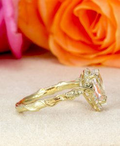 Rainbow Moonstone Leaves Engagement Ring, Nature Inspired Uniqe Leaf Ring - Image 11