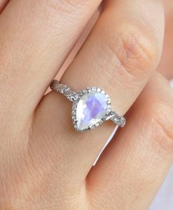 Rainbow Moonstone Leaves Engagement Ring, Nature Inspired Uniqe Leaf Ring - Image 13