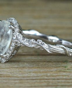 Rainbow Moonstone Leaves Engagement Ring, Nature Inspired Uniqe Leaf Ring - Image 15