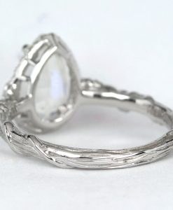 Rainbow Moonstone Leaves Engagement Ring, Nature Inspired Uniqe Leaf Ring - Image 16