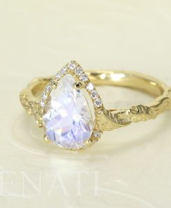 Rainbow Moonstone Leaves Engagement Ring, Nature Inspired Uniqe Leaf Ring - Image 19