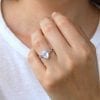 Pear Moonstone Engagement Ring, Rainbow Moonstone Vintage Rose Gold Engagement Ring With Diamond Halo