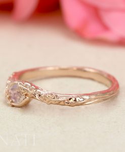 Leaf Ring With Moonstone Gemstone, Moonstone Leaf Ring - Image 3