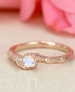Leaf Ring With Moonstone Gemstone, Moonstone Leaf Ring - Image 5