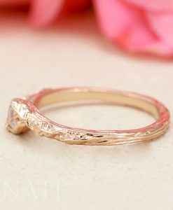 Leaf Ring With Moonstone Gemstone, Moonstone Leaf Ring - Image 7