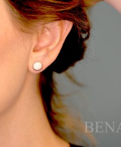White Opal Vintage Studs Earrings, 14k Gemstone Earrings - Image 3