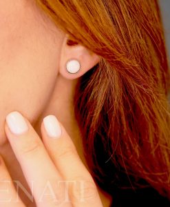 White Opal Vintage Studs Earrings, 14k Gemstone Earrings - Image 5