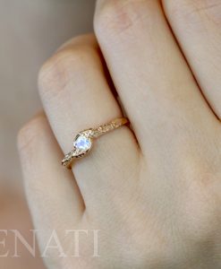 Leaf Ring With Moonstone Gemstone, Moonstone Leaf Ring - Image 9